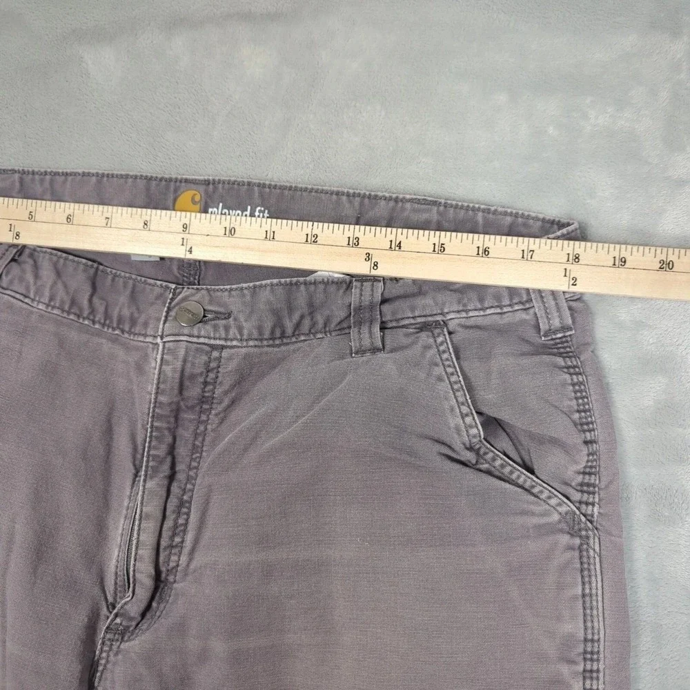 Carhartt Pants 38x32 Men Gray Canvas Rugged Flex Thick Work Distressed Relaxed